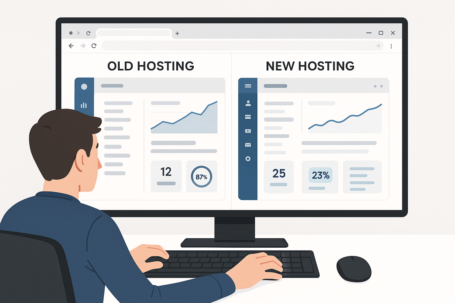 Иллюстрация по переносу сайта на новый хостинг